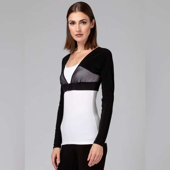 Joseph Ribkoff Shadow Sleeve Style 143431 Black Crop Sheer - Picture 1 of 16